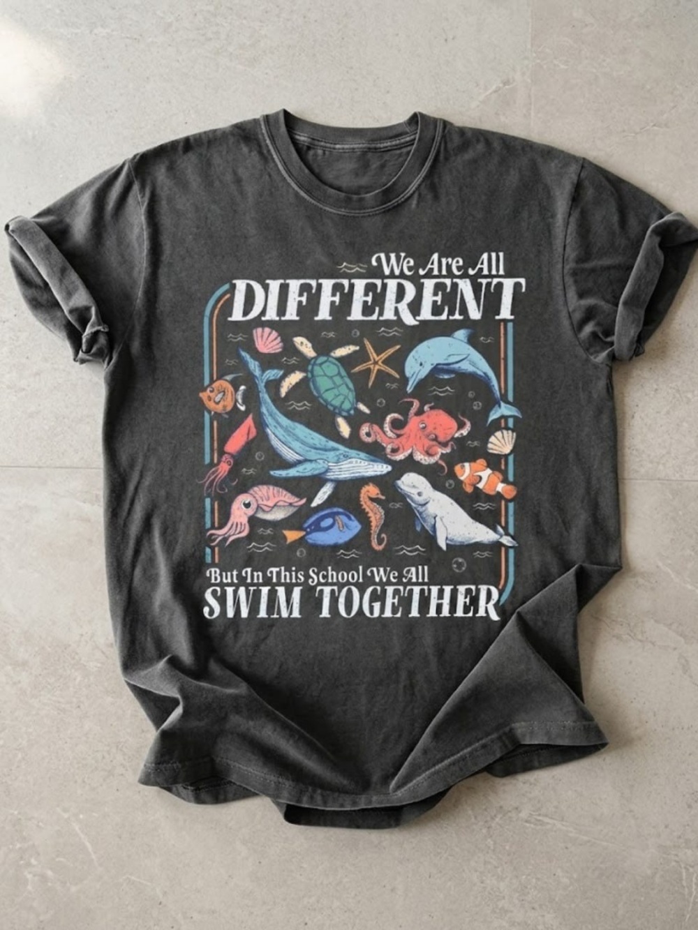 We Are All Different Swim Together Graphic Tee - Comfort Pepper